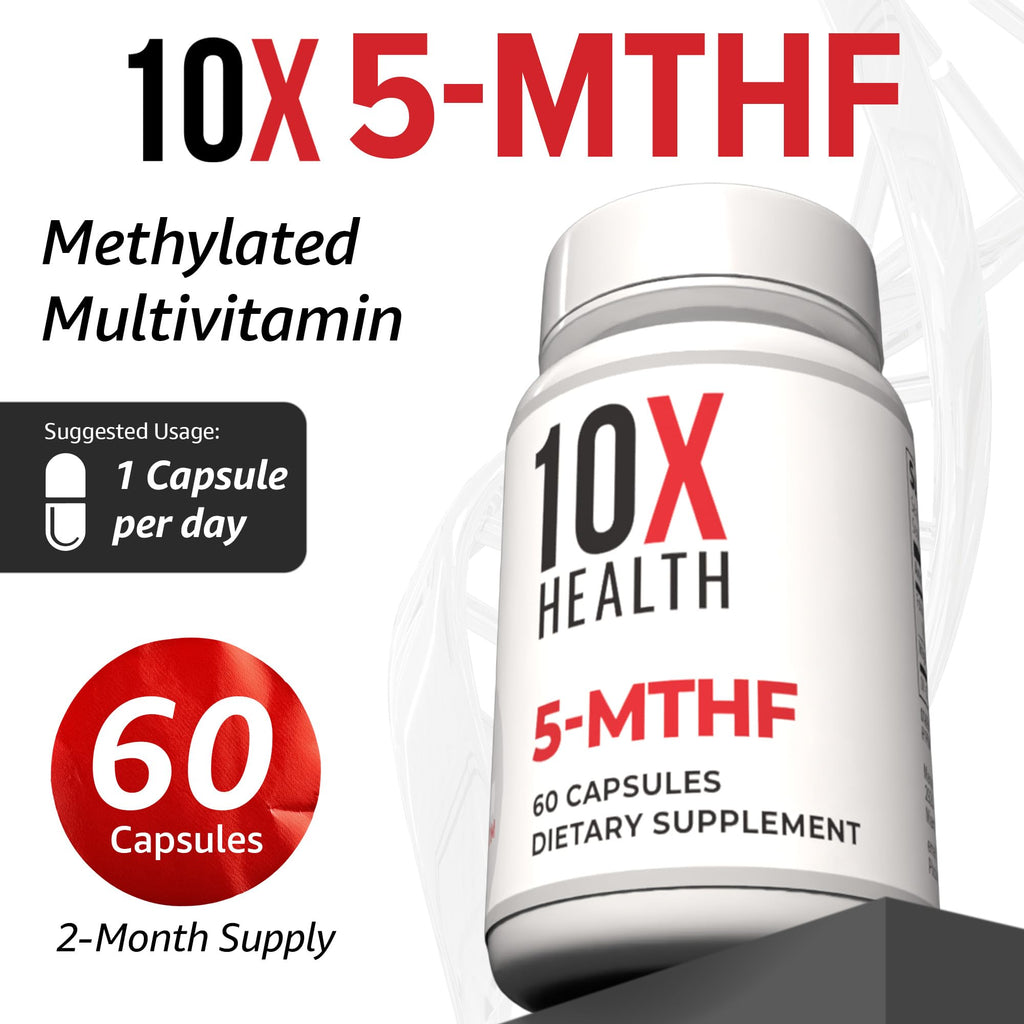 Methylfolate Supplement by 10X Health enhances wellness. Perfect for daily use, available at Curat Cart.