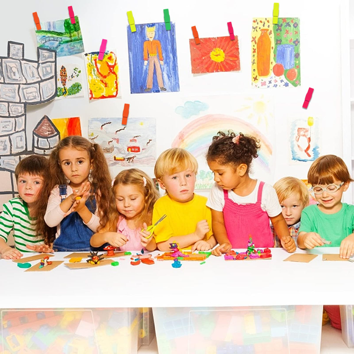 Colorful Push Pins with Clips enhance creativity for kids' projects. 100% Authentic, available at Curat Cart in India.