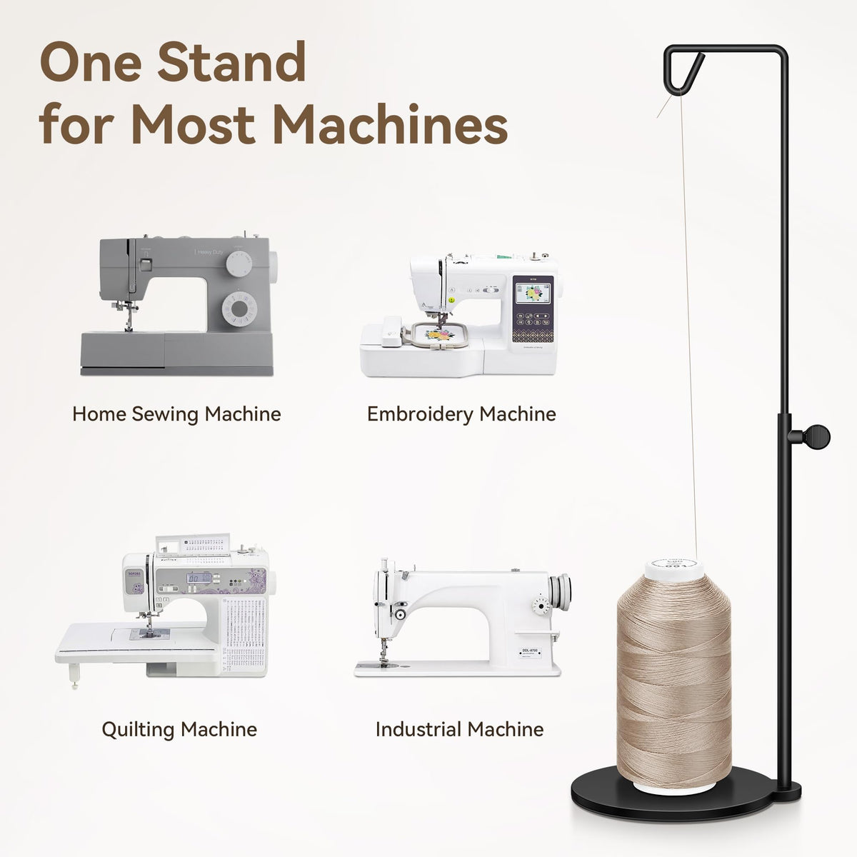 Discover the Adjustable Cone Thread Holder, specially curated by Curat Cart, designed for home sewing, embroidery, and industrial machines.