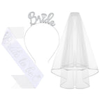 3Pcs Bride to Be Headband with Sash and Veil for Bachelorette Party | Bride Decorations, Bridal Shower Favors, Wedding Accessories for Gift
