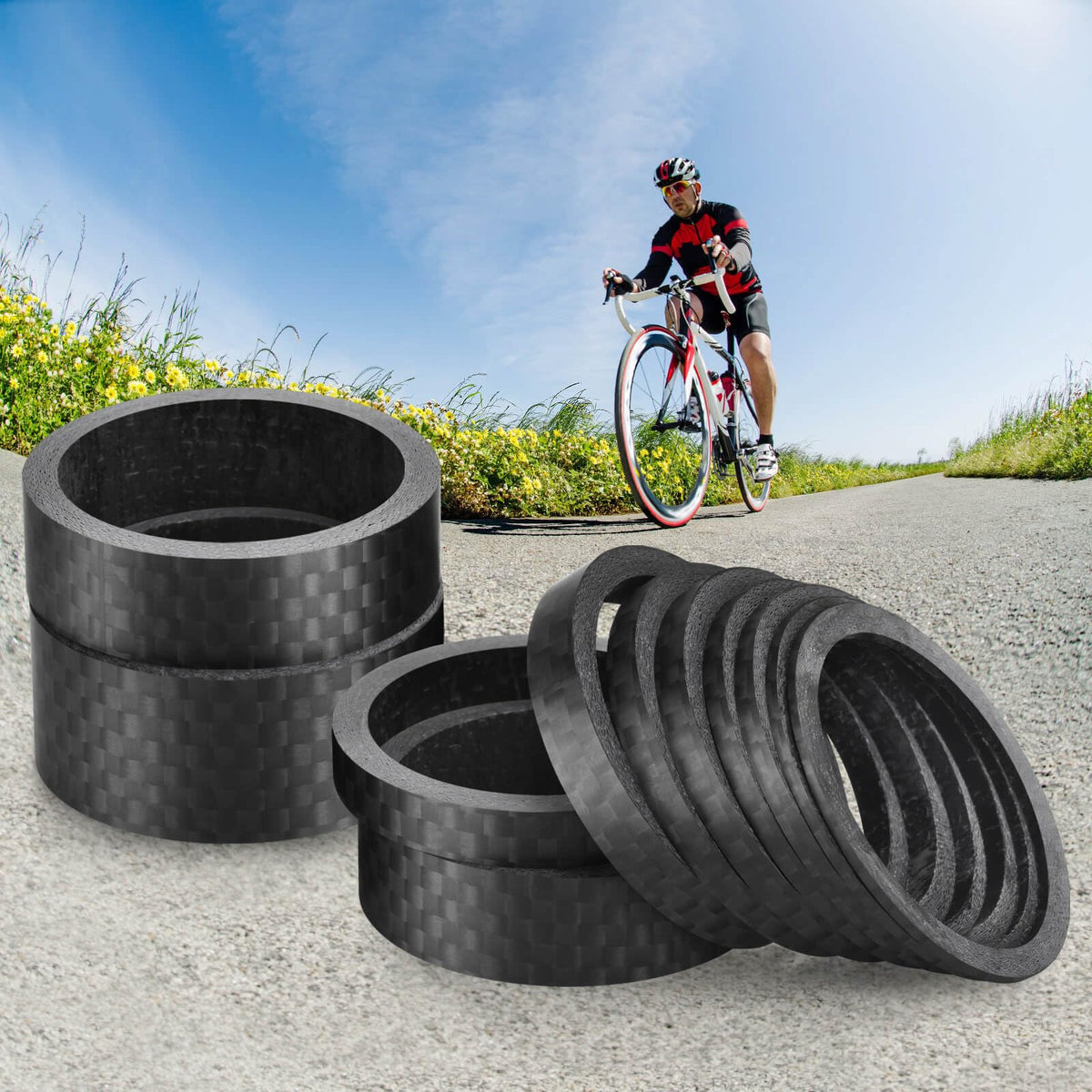 Upgrade your bike's performance with premium Bike Carbon Fiber Headset Spacers from Curat Cart, perfect for enhancing stability and style.