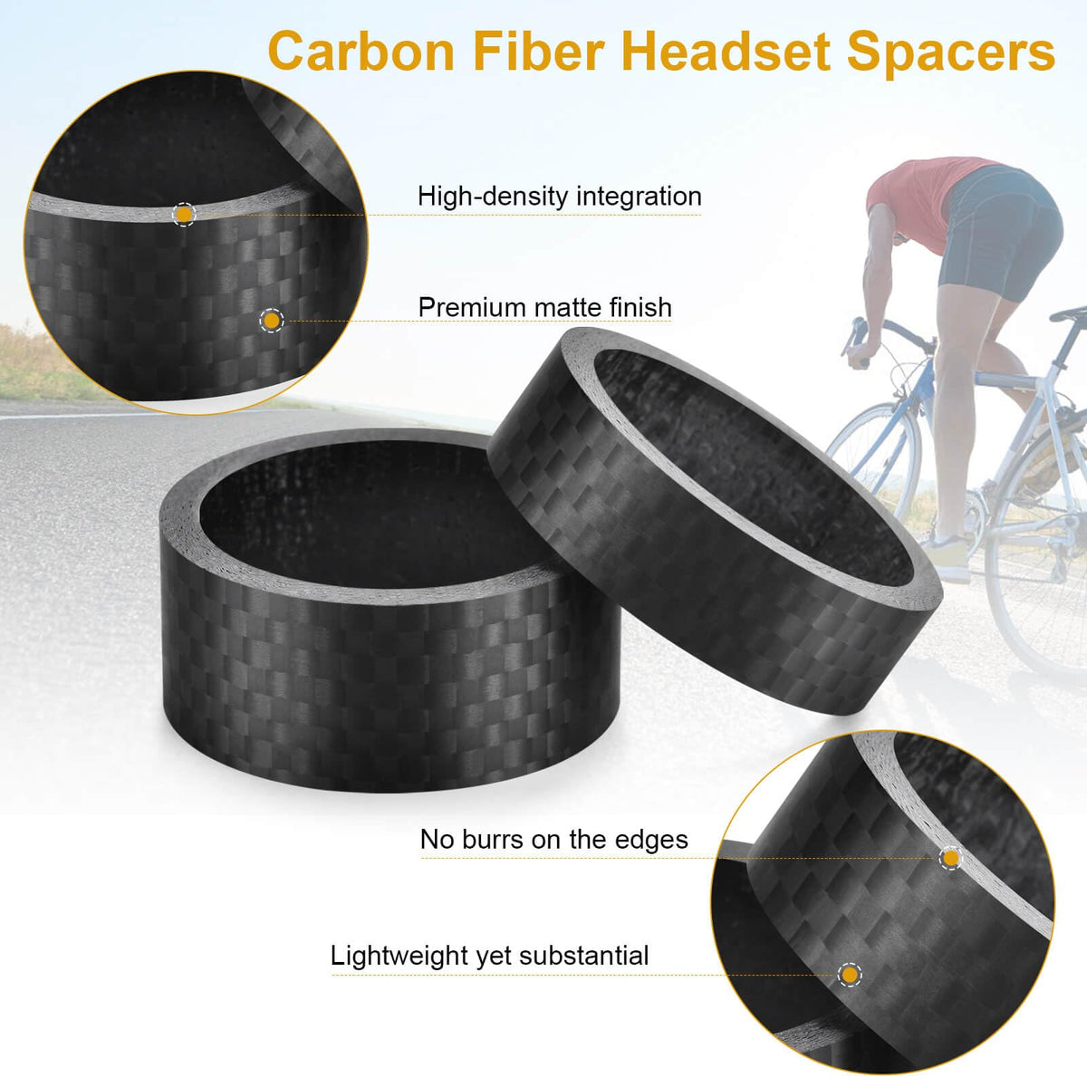 Premium carbon fiber headset spacers, specially curated by Curat Cart, offer high-density integration and a lightweight yet substantial design.