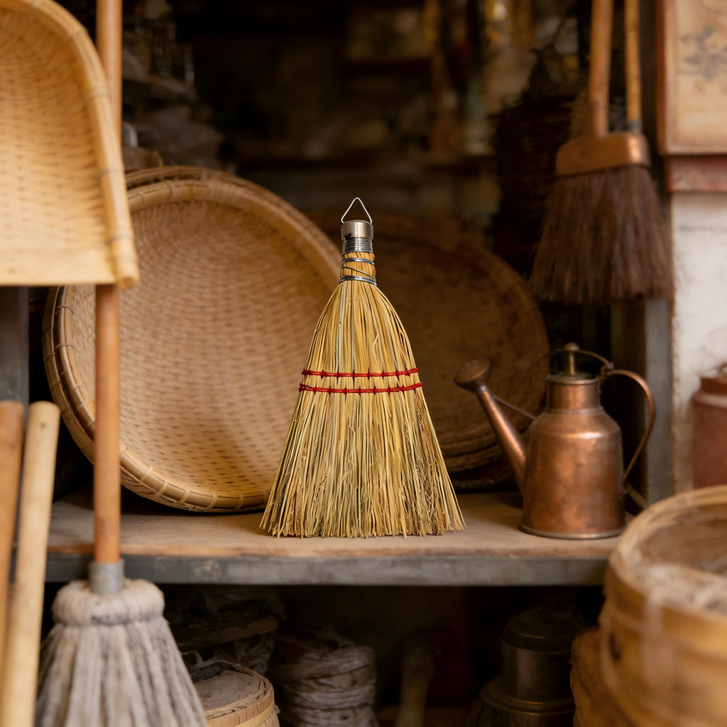 Corn Handmade Mini Whisk Broom in premium quality, showcasing artisanal craftsmanship. Perfect for decor, available at Curat Cart.