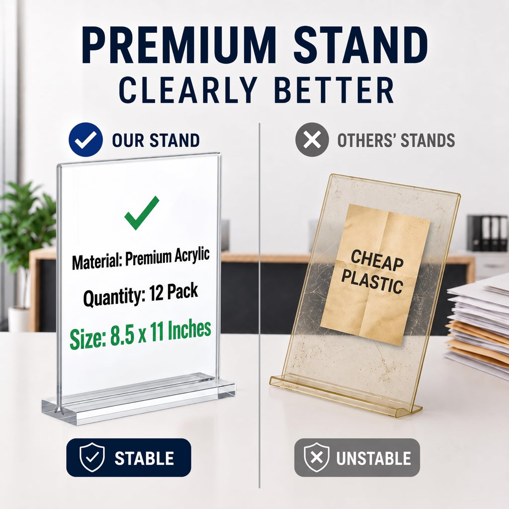 Discover the premium acrylic sign holder tabletop display, specially curated by Curat Cart for durability and stability. Perfect for showcasing information.