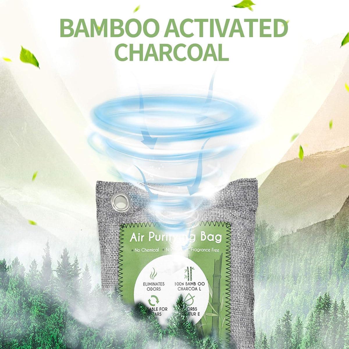 Bamboo air purifying bag by CuratCart, eliminates odors naturally, chemical-free, and eco-friendly. Verified quality.