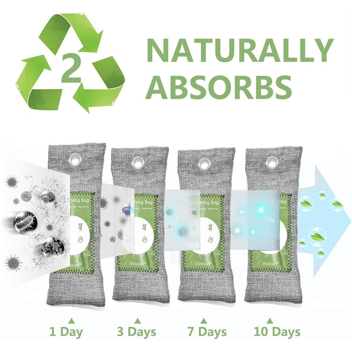 Bamboo air purifying bags showcase their effectiveness over time, absorbing pollutants naturally. Experience cleaner air effortlessly.