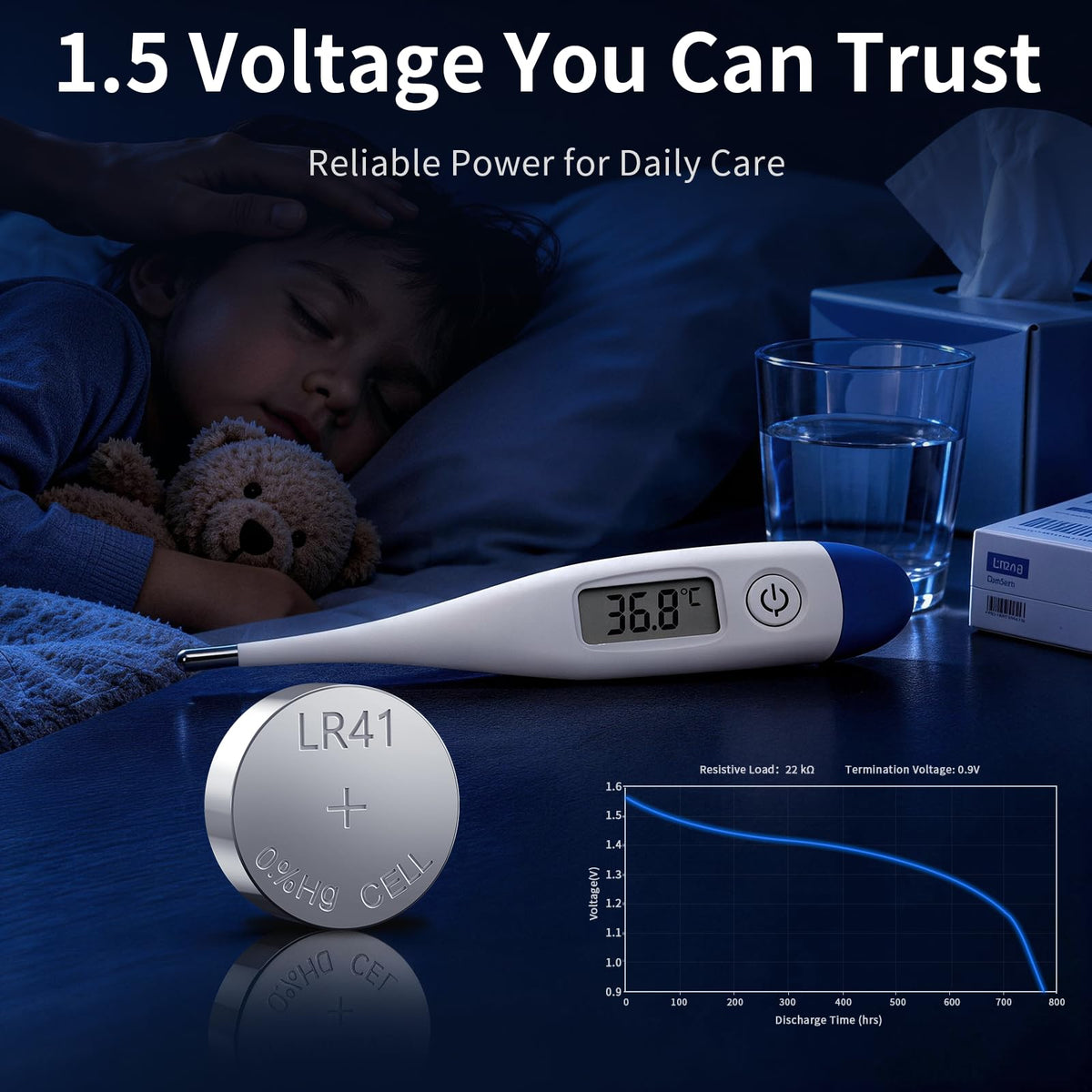 LR41 AG3 Button Cell Batteries offer reliable 1.5V power, a premium import for daily care essentials. Available at Curat Cart.