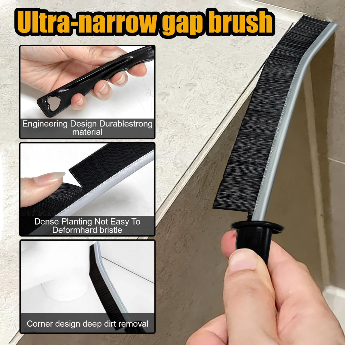 Ultra-narrow crevice cleaning brush set featuring durable design and dense bristles, perfect for deep dirt removal. Available at Curat Cart.