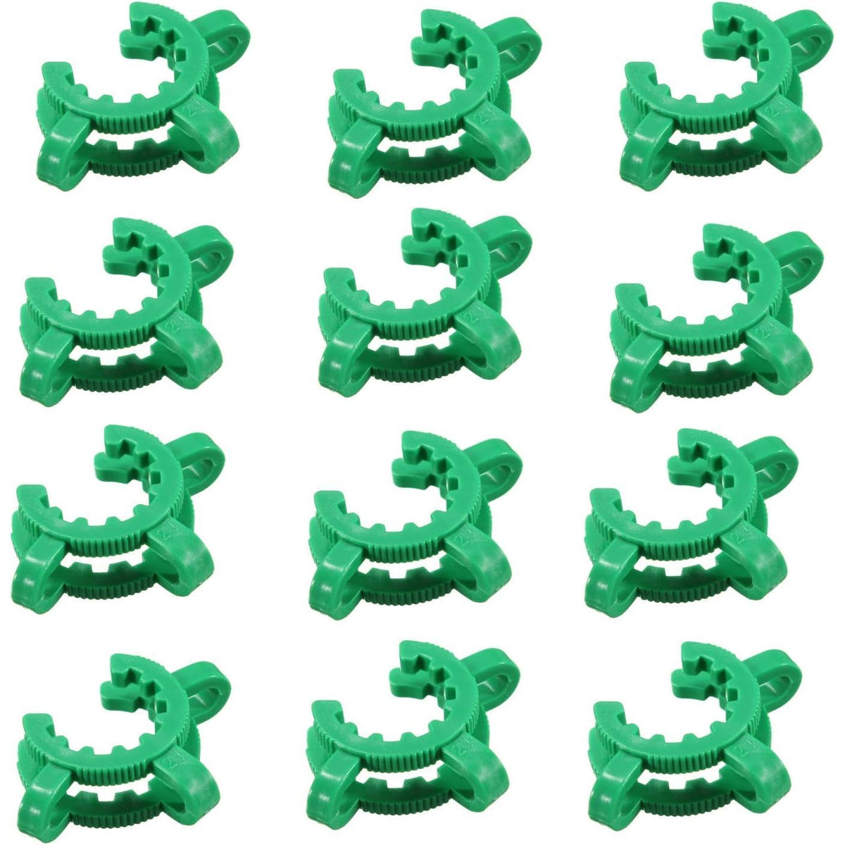 Discover authentic Keck Clips Ground Joints, a set of durable green clips designed for secure laboratory connections.