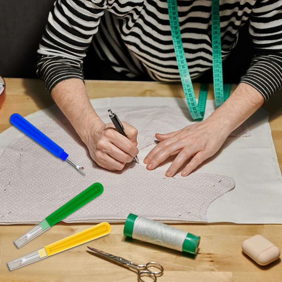 Effortlessly remove stitches with the Seam Ripper Stitch Remover Tool. Ideal for precise fabric work. Available at Curat Cart.