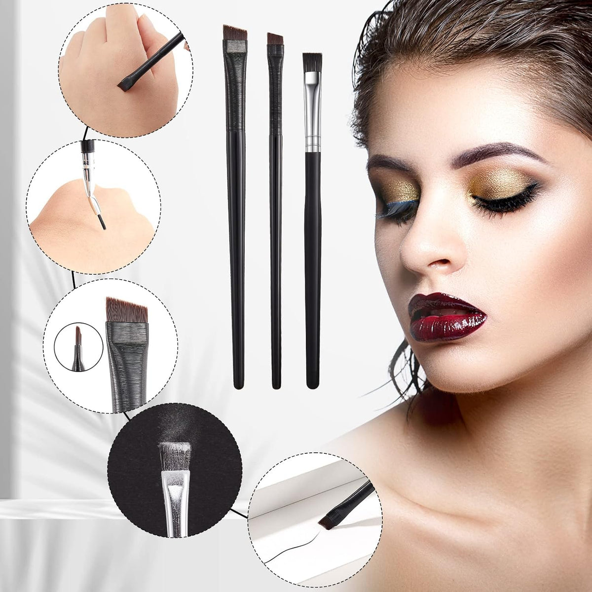 Discover the Eyeliner Brushes Set, featuring premium tools for precise application, packaged elegantly for beauty enthusiasts.