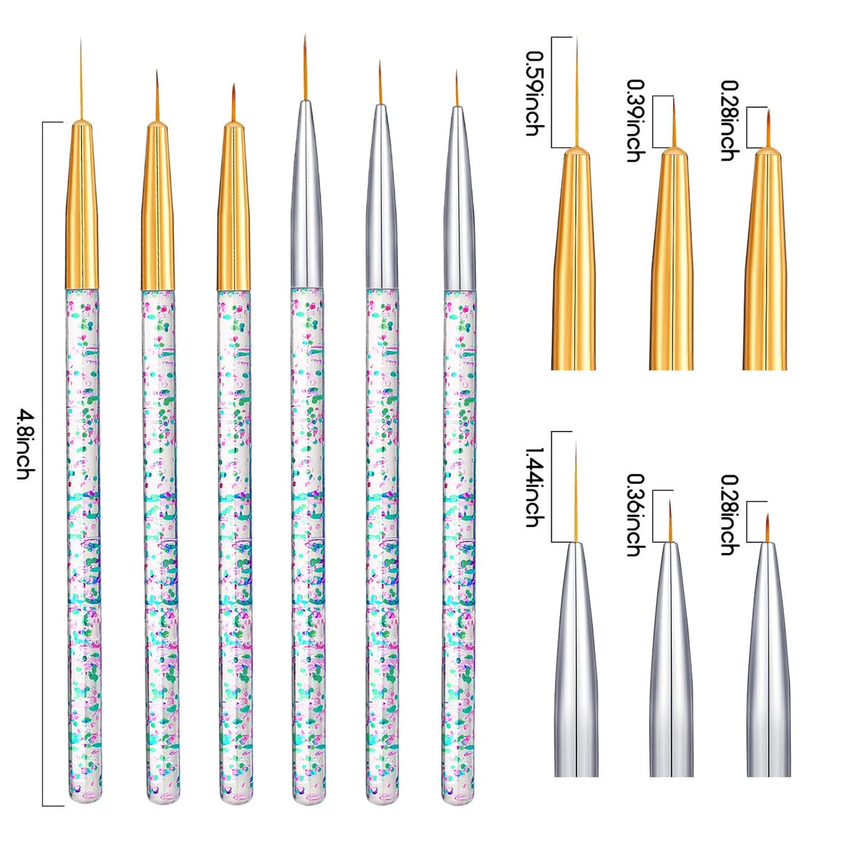 Premium imported eyeliner brushes set with glittery handles, ideal for precise makeup application. Perfectly designed for professionals.