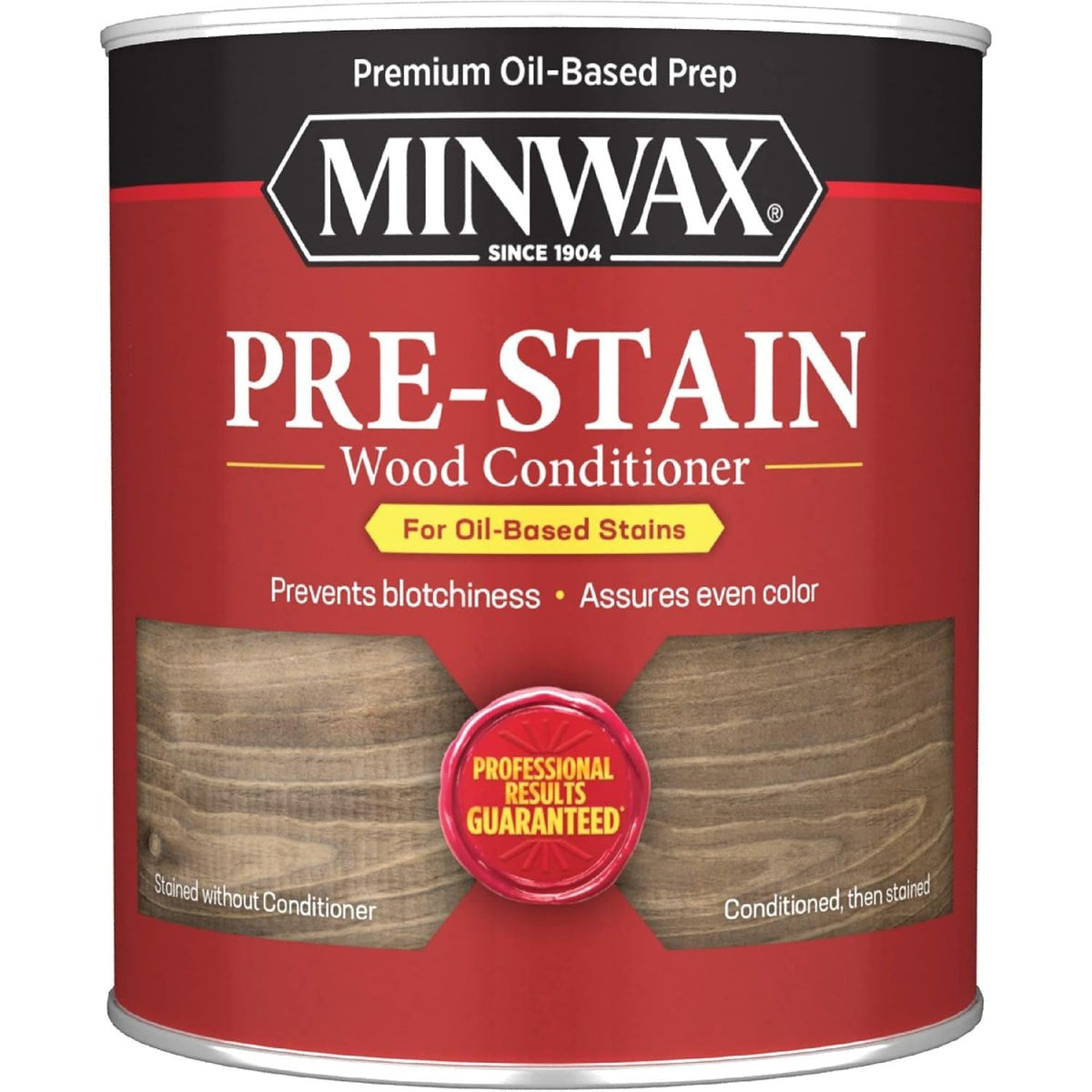 Premium imported Minwax Clear Pre-Stain Conditioner ensures even color and prevents blotchiness for wood projects.