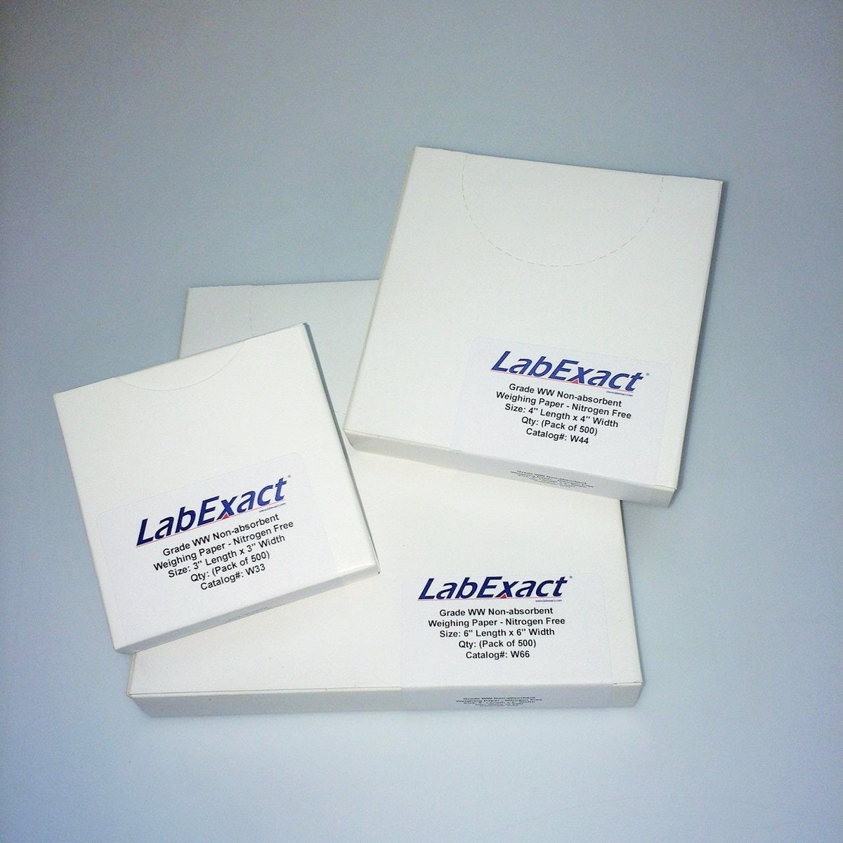 Premium imported LabExact cellulose weighing paper, non-absorbent and high-quality for precise measurements.