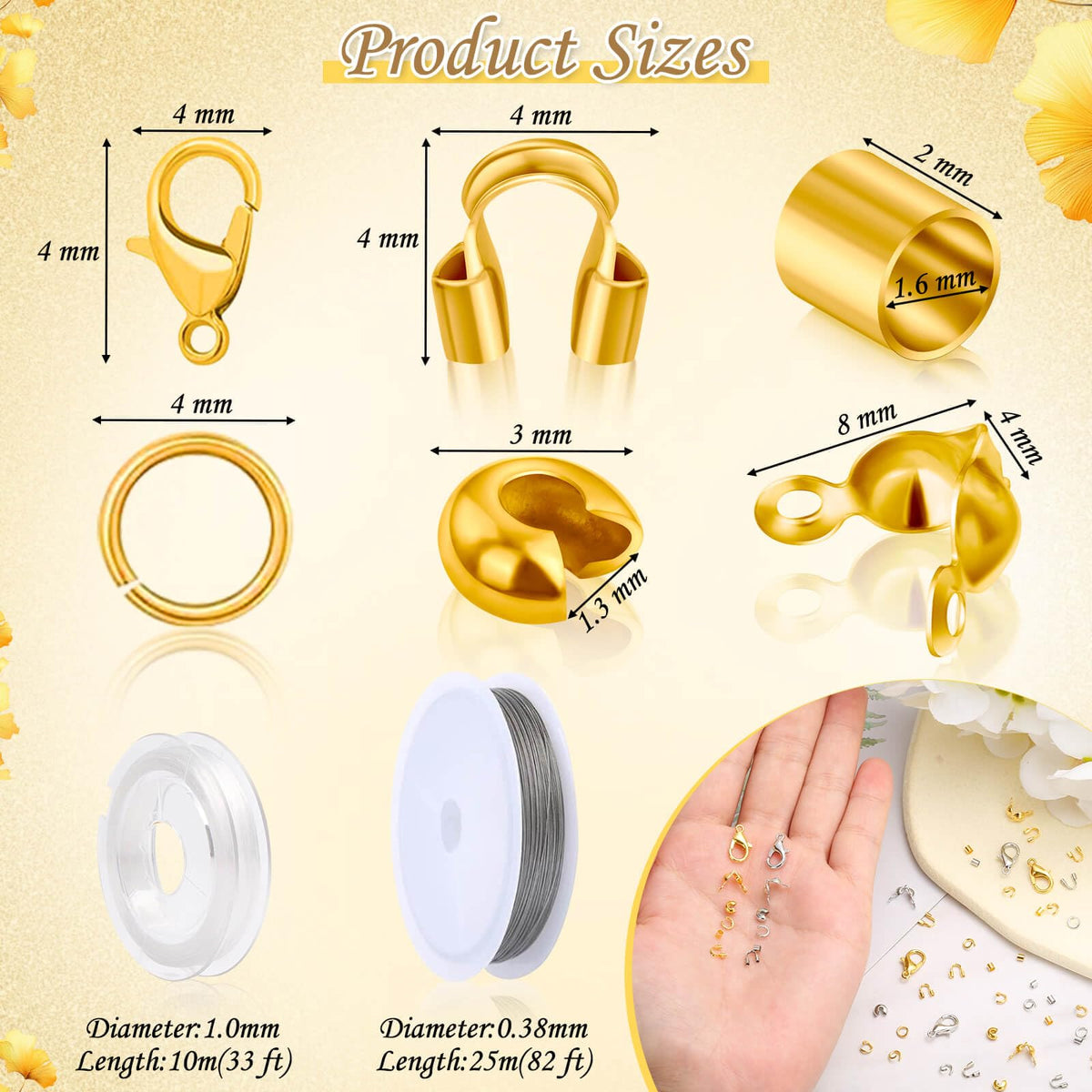 High-quality crimp beads supplies for jewelry making, neatly packaged for easy access at Curat Cart. Perfect for your creative projects.