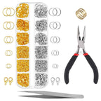 Premium imported jump rings for jewelry making, displayed in a clear case with tools. Available at Curat Cart.