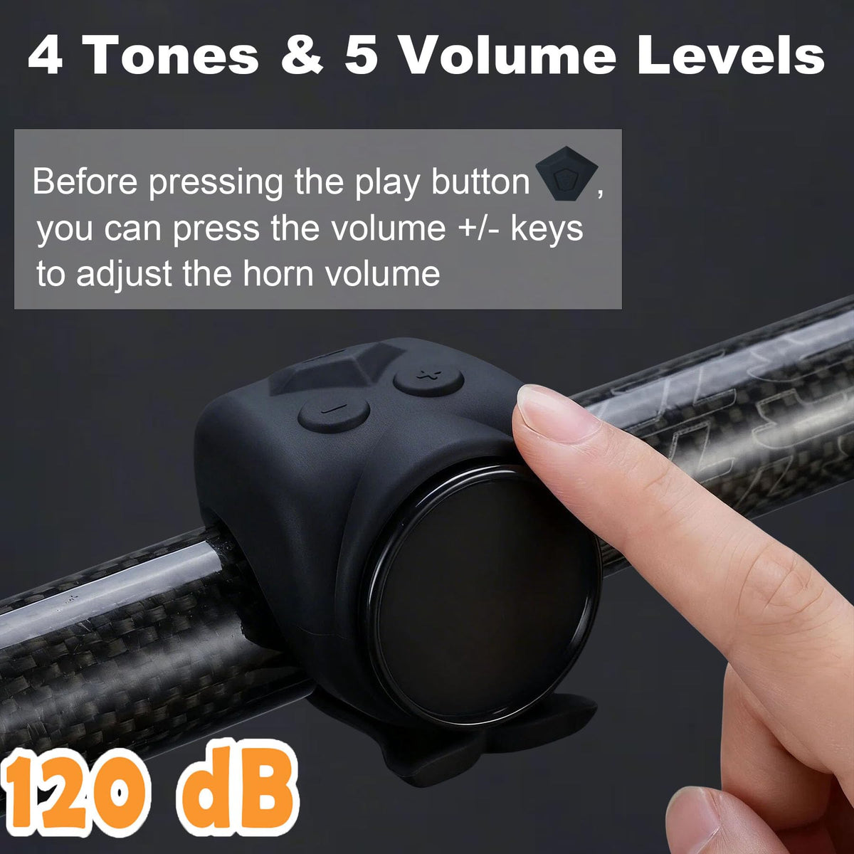 Loud Bike Horn Electric Bell features 4 tones, 5 volume levels, and high-quality finish, perfect for safety on the road. Available at Curat Cart.