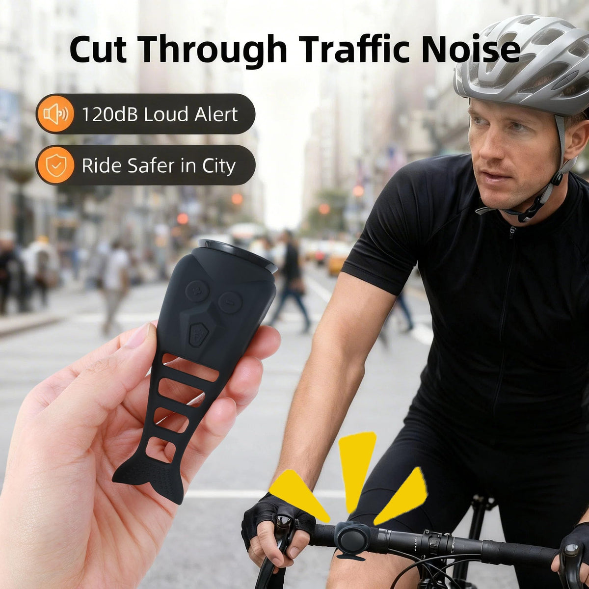 Experience the 120dB Loud Bike Horn Electric Bell, 100% Authentic and available at Curat Cart for safer city rides.