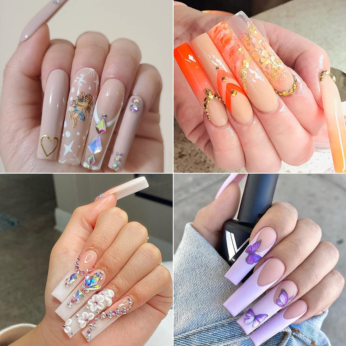Explore premium imported extra long nail tips with artistic designs, perfect for enhancing your manicure style.