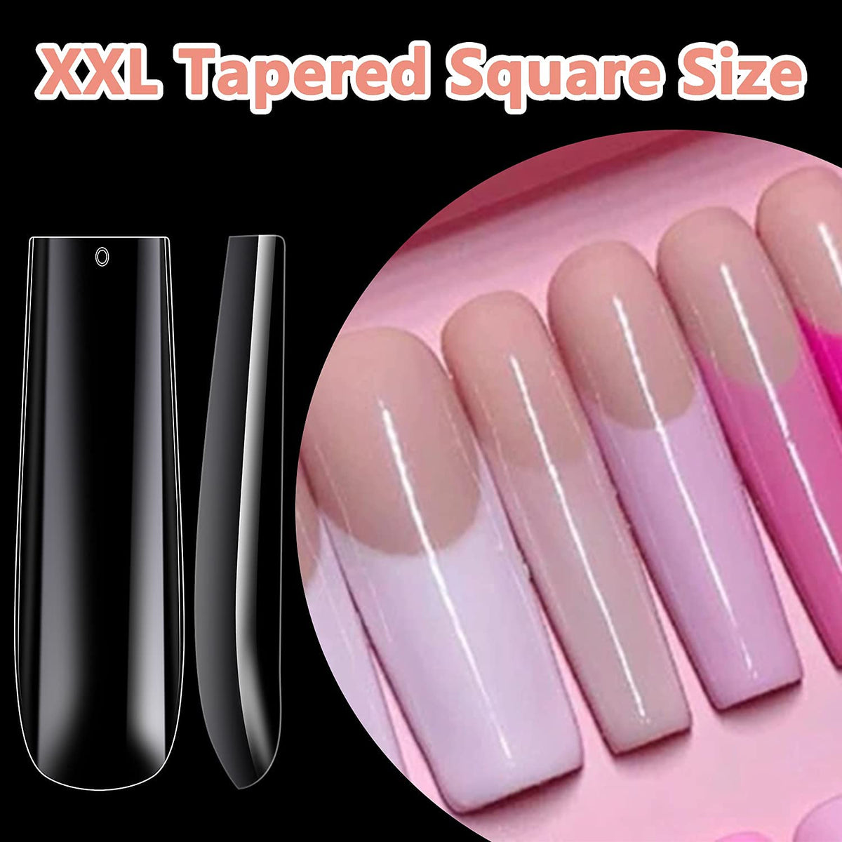 Shop our Extra Long Nail Tips in XXL tapered square size. Available for order online in India today!