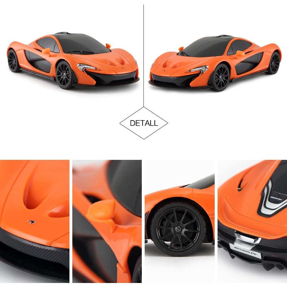 Premium imported McLaren P1 remote control car in vibrant orange, showcasing detailed design and craftsmanship.