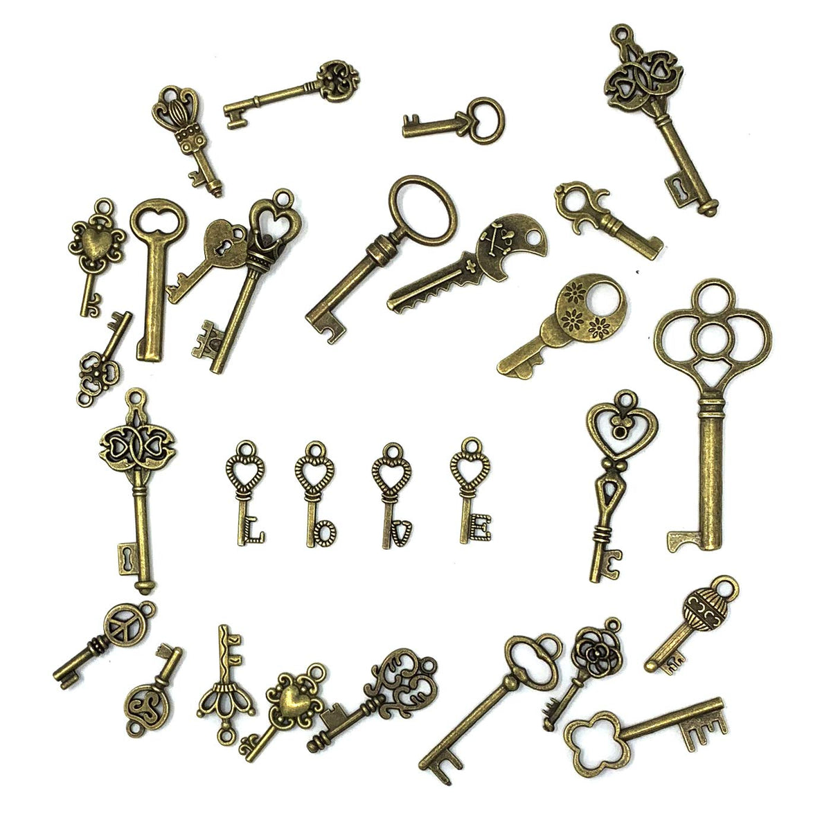 Vintage Skeleton Key Set showcasing high-quality, intricate designs, available at Curat Cart for unique decor options.