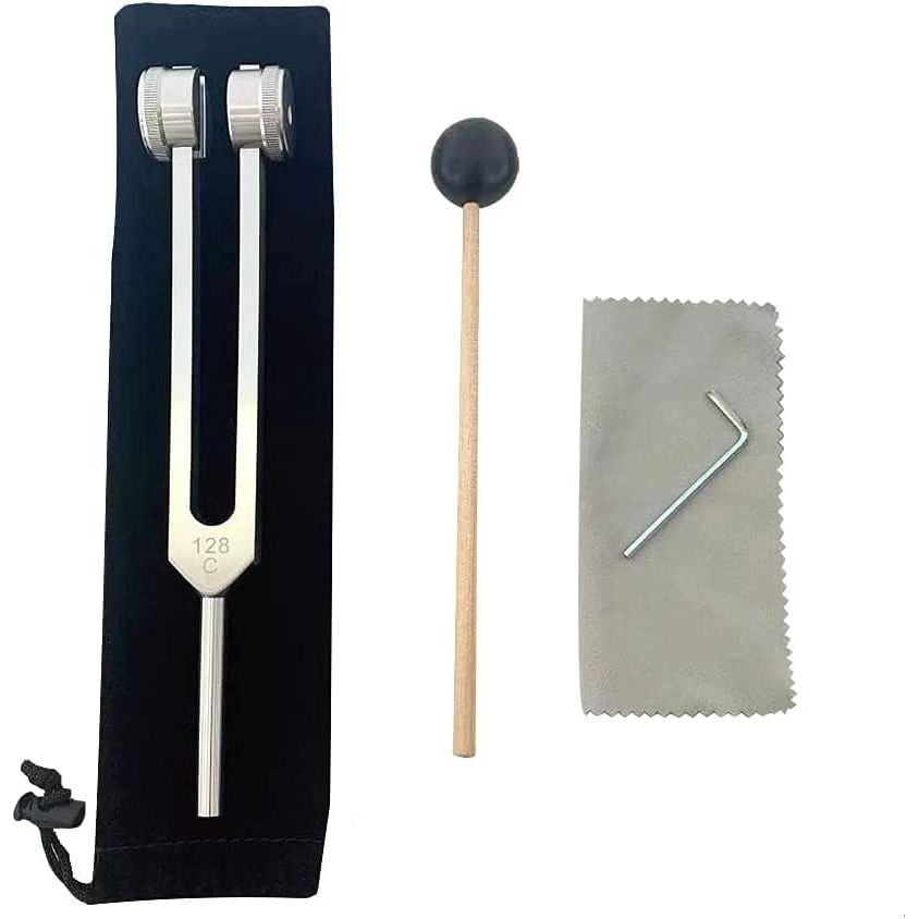 Explore our 128 Hz tuning fork for healing, complete with a mallet and cloth. Available for online order in India.