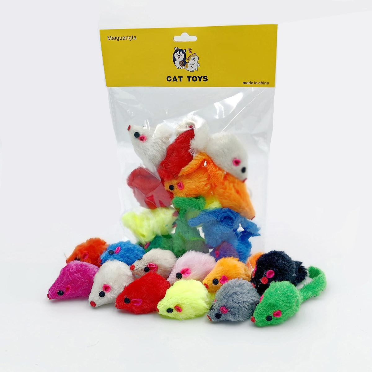 Interactive catnip mouse toys in vibrant colors, a premium import available at Curat Cart, perfect for playful cats.