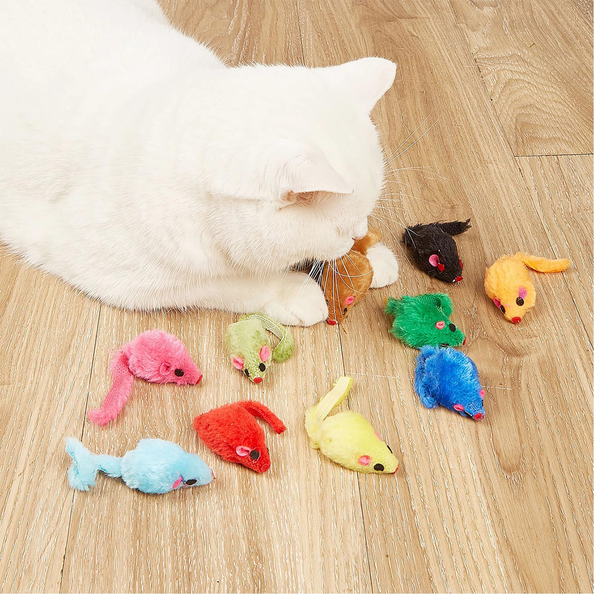 Interactive catnip mouse toys in vibrant colors, perfect for engaging your cat. 100% Authentic, available at Curat Cart in India.