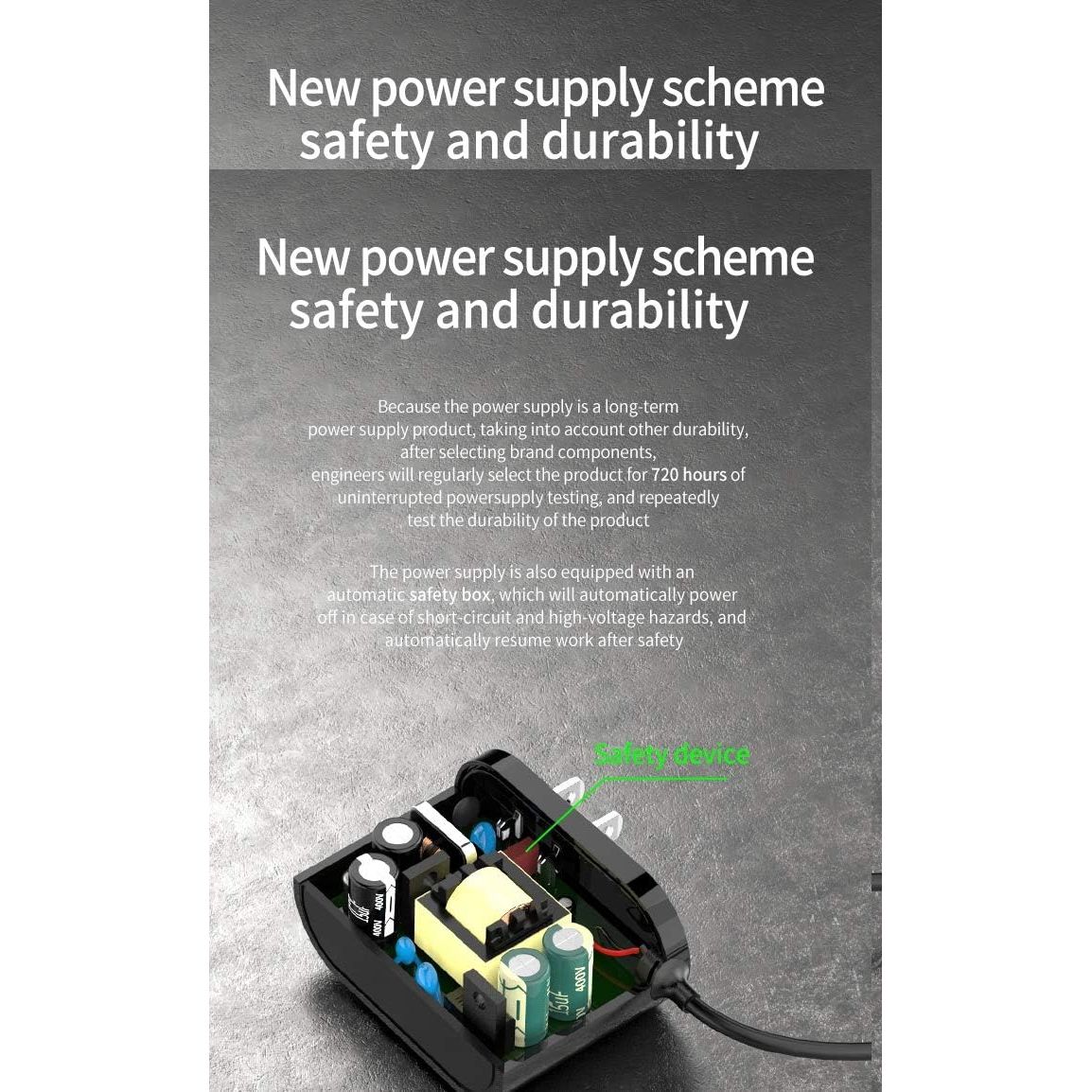 Seagate external hard drive adapter showcasing its internal power supply components for enhanced durability and safety.