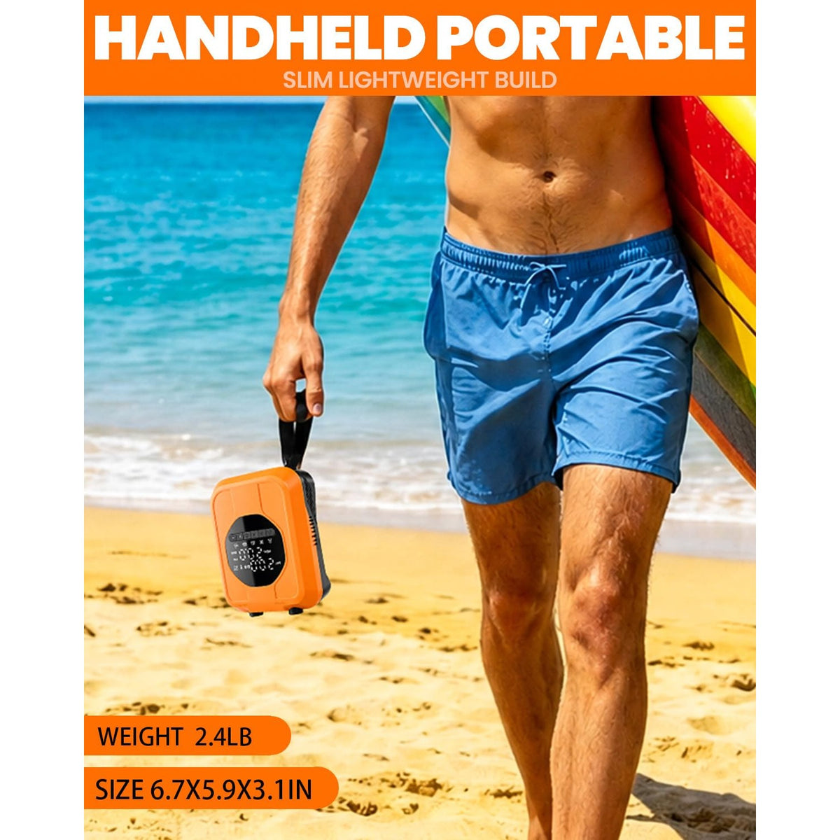 Effortlessly inflate your paddle board with this car-powered pump. Perfect for beach days and water adventures. Available at Curat Cart.