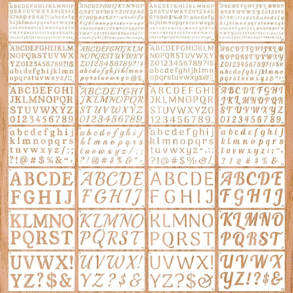 Premium imported reusable plastic alphabet and number stencils, ideal for creative projects, available at Curat Cart.