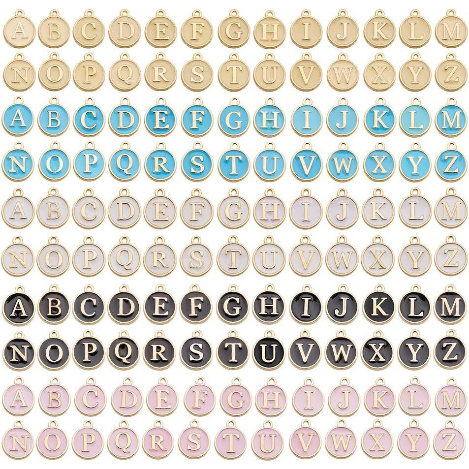 A vibrant assortment of mixed color letter beads charms, featuring various letters in a stylish arrangement, perfect for crafts.