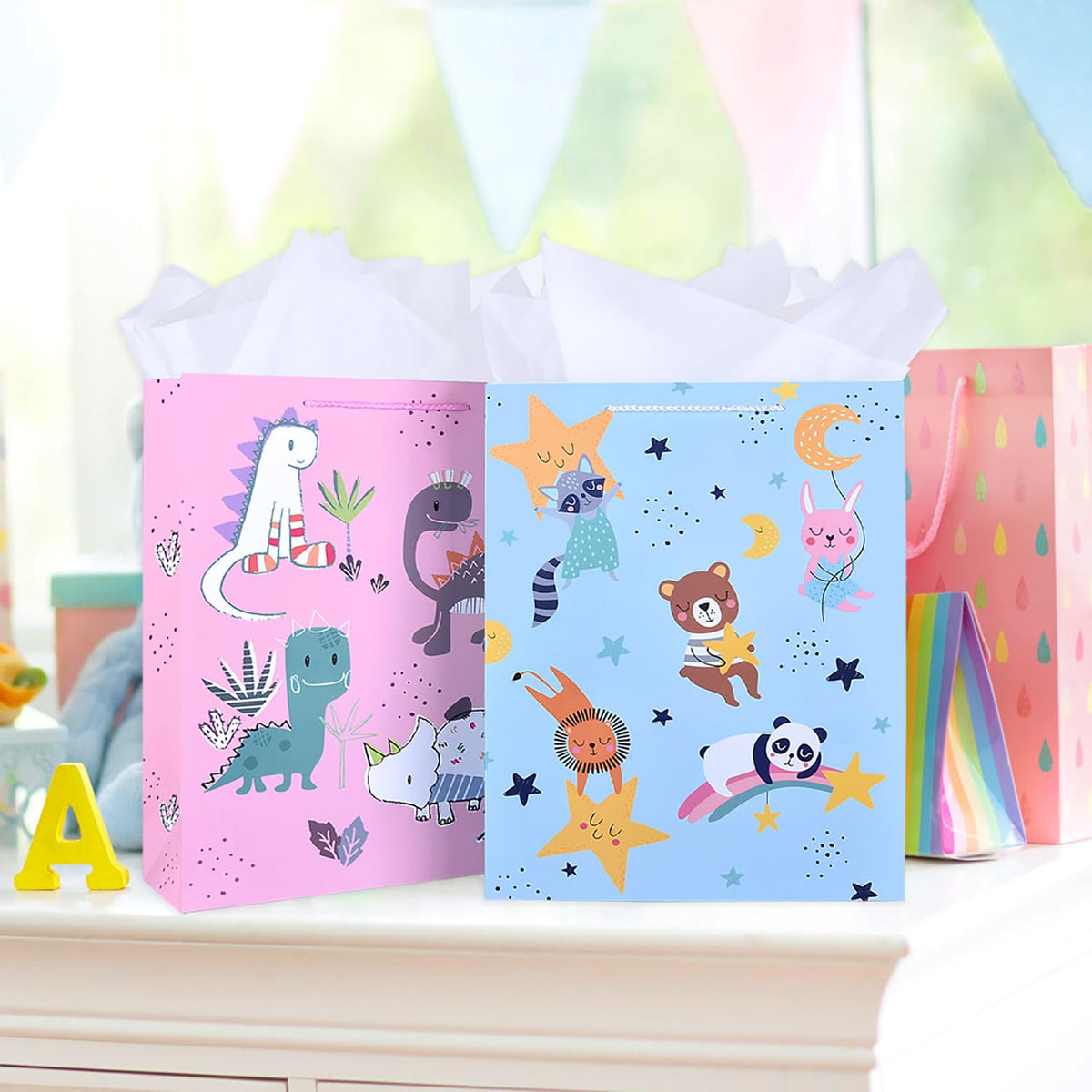 Premium white tissue paper enhances gift bags, specially curated by Curat Cart for a delightful presentation.