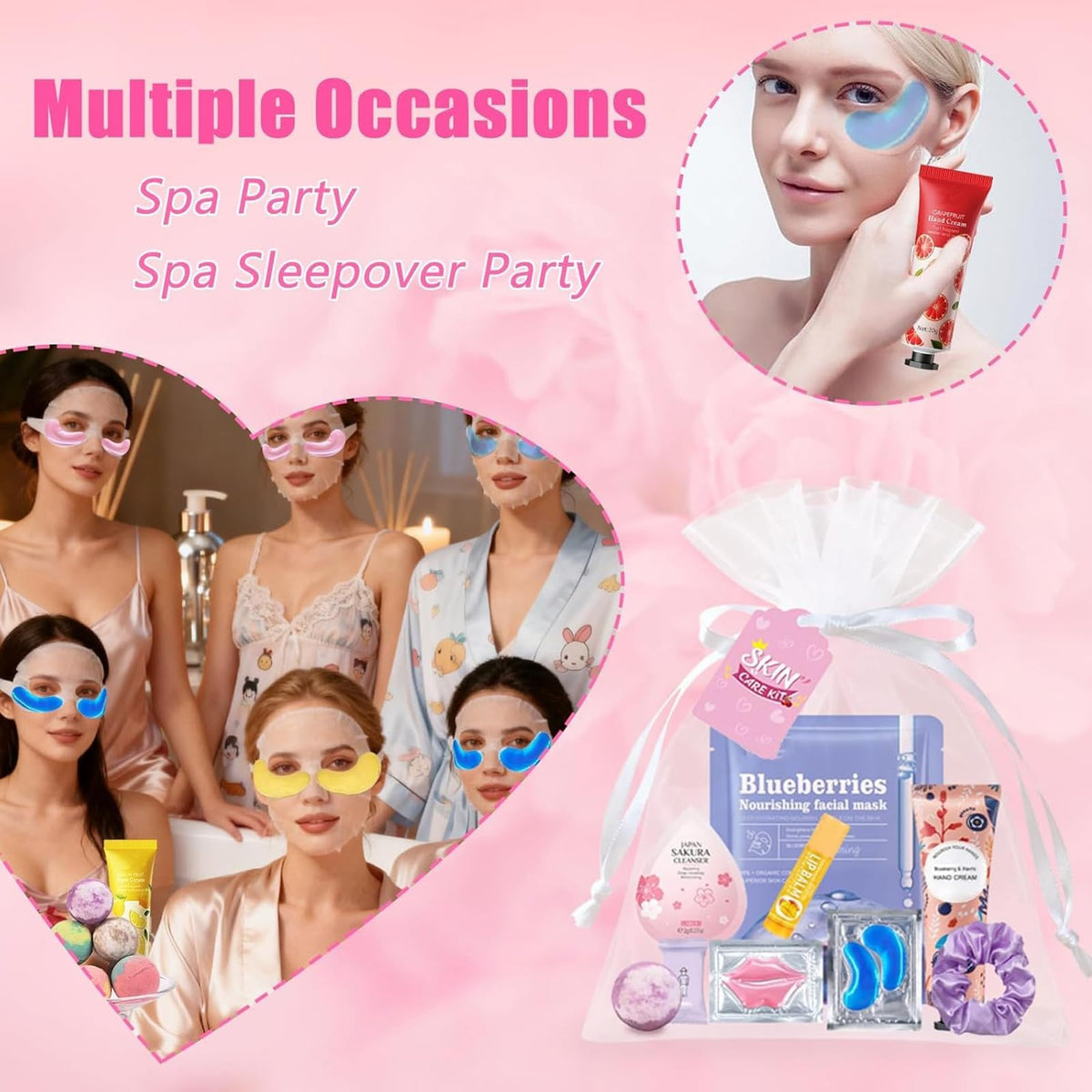 Luxurious spa party supplies for women in official packaging, perfect for spa nights. Available at Curat Cart.