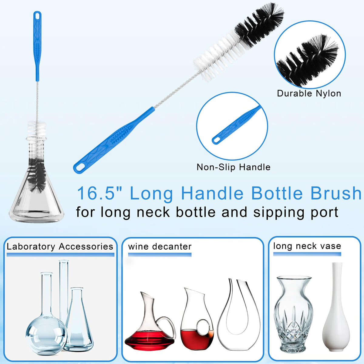 Premium Glass Cleaning Kit Brush for long neck bottles, available at Curat Cart. 100% Authentic and trusted in India.