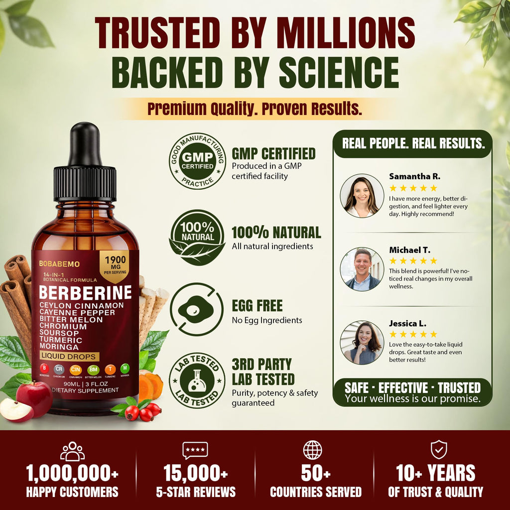 Premium imported Berberine with Ceylon Cinnamon liquid drops, backed by science for effective health benefits. Available at Curat Cart.