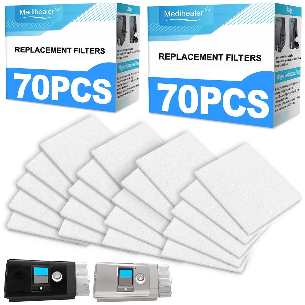 Authentic Medihealer CPAP filters, 70 pieces, designed for optimal performance and easy breathing. 100% genuine product.