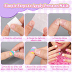 Discover exclusive Press on Nails for Kids, featuring simple application steps, specially curated by Curat Cart for fun nail art.