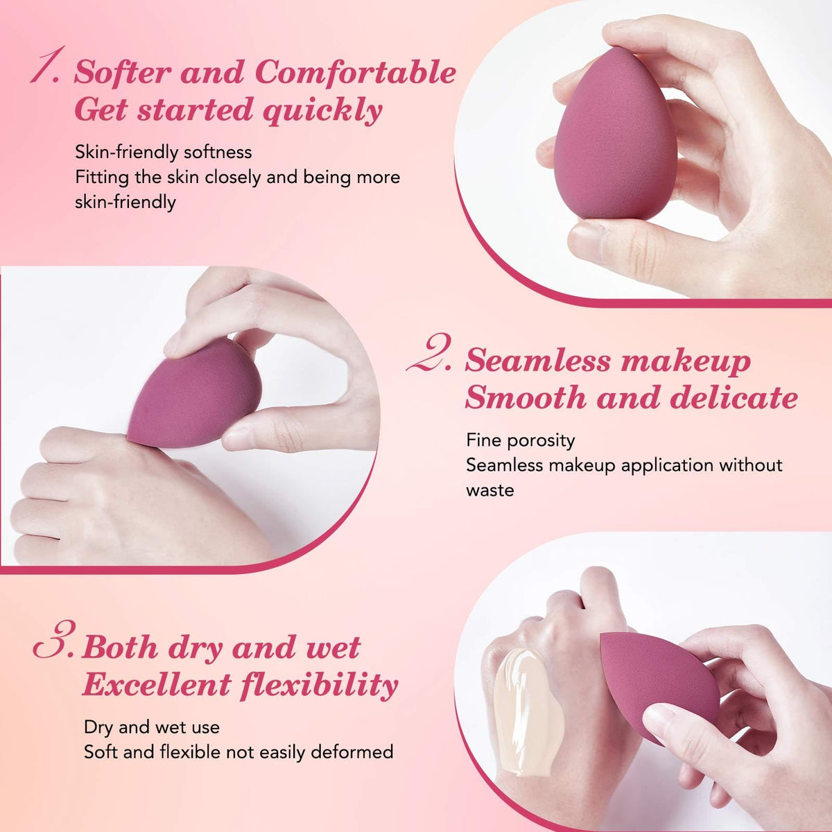 Premium imported 14PCS Makeup Sponge Set for seamless application, ideal for both wet and dry use. Perfect for flawless makeup.
