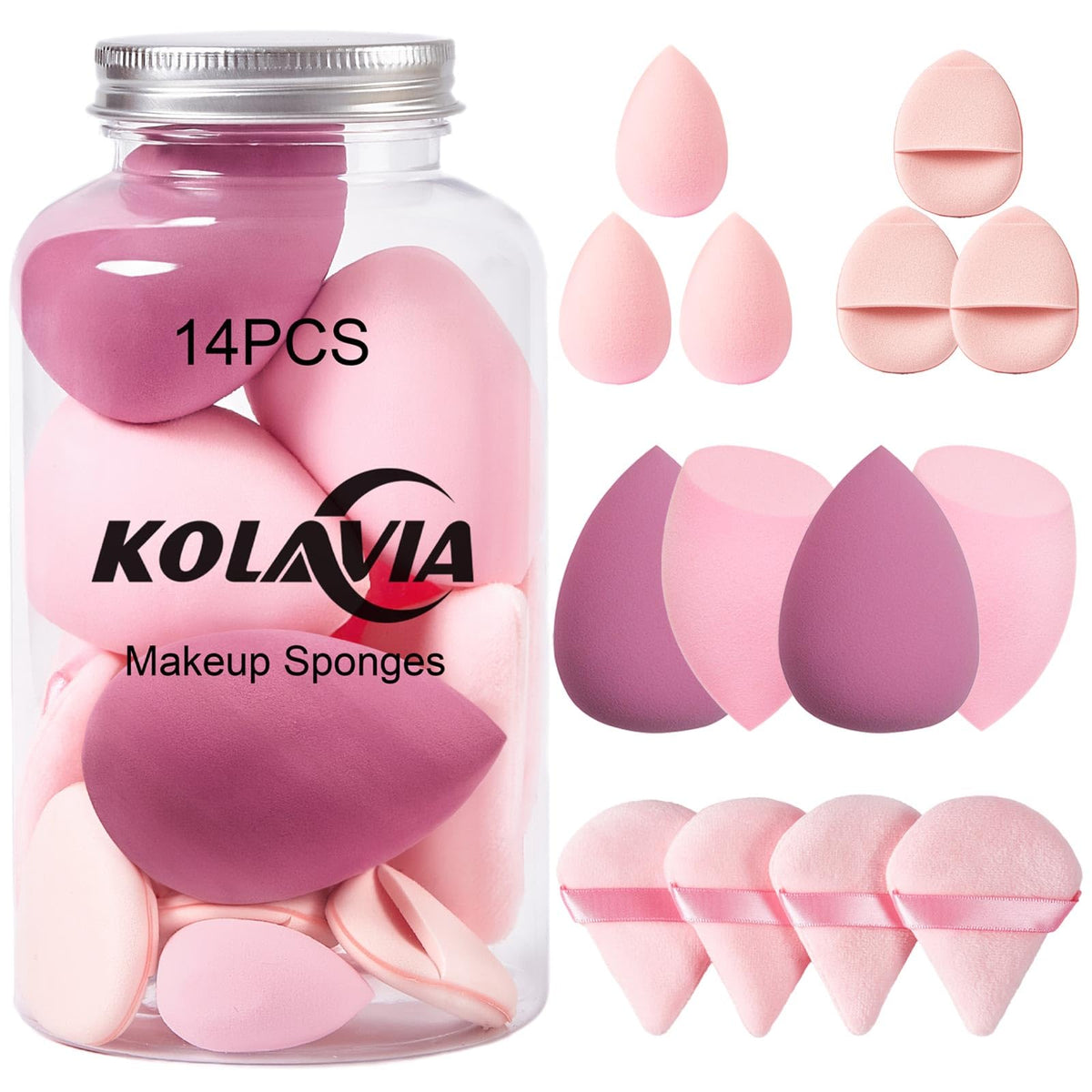 Discover the 14PCS Makeup Sponge Set by KOLAVIA, featuring authentic, high-quality beauty blenders for flawless application.