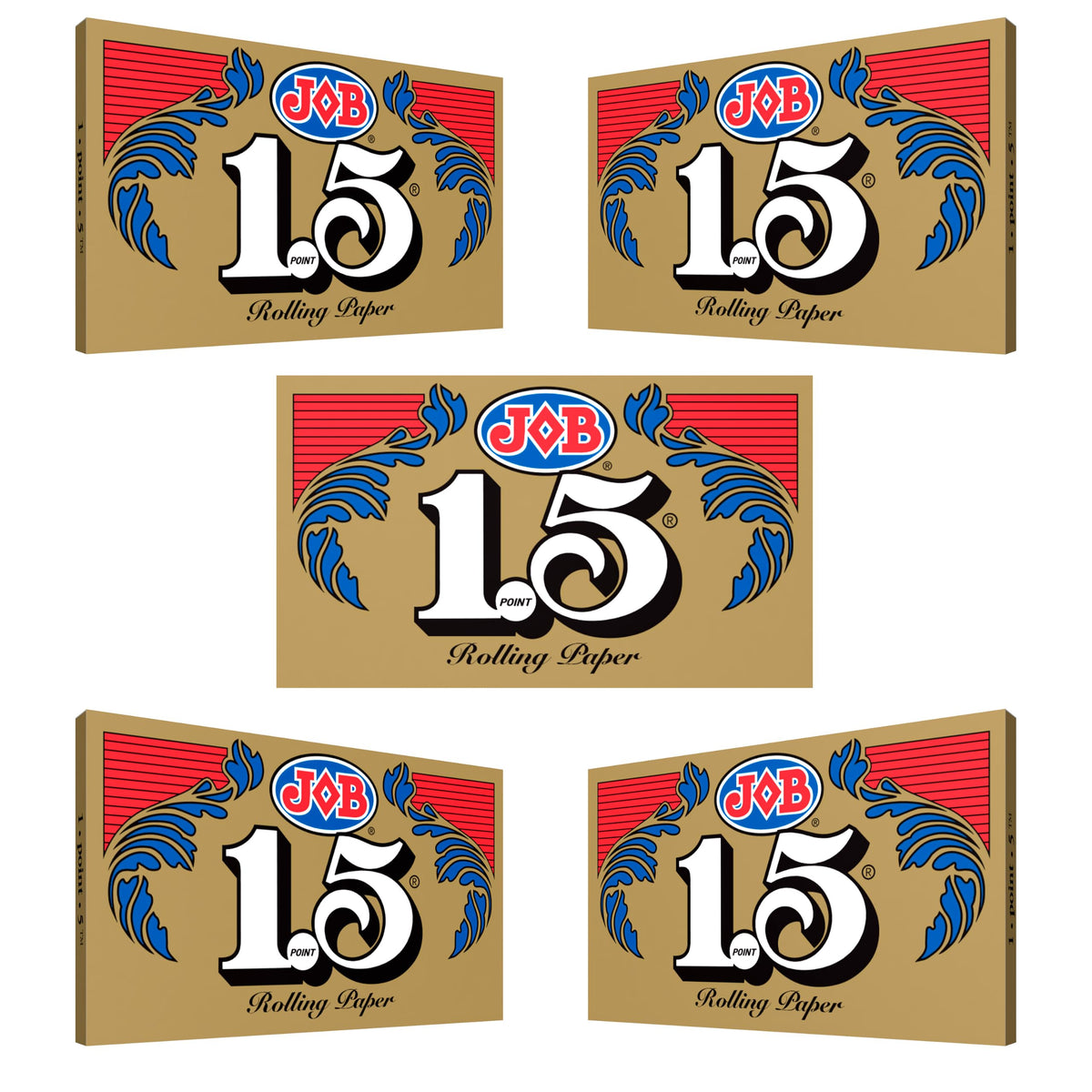 Premium imported JOB Rolling Papers Bundle showcases five packs, perfect for discerning consumers at Curat Cart.