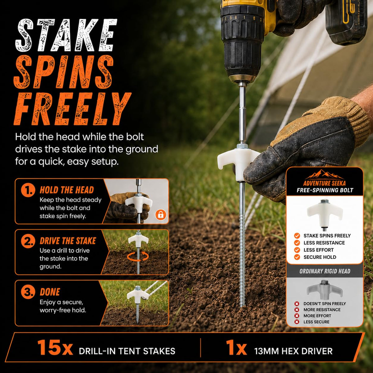Heavy Duty Screw Tent Stakes for secure setups, specially curated by Curat Cart for premium outdoor experiences.