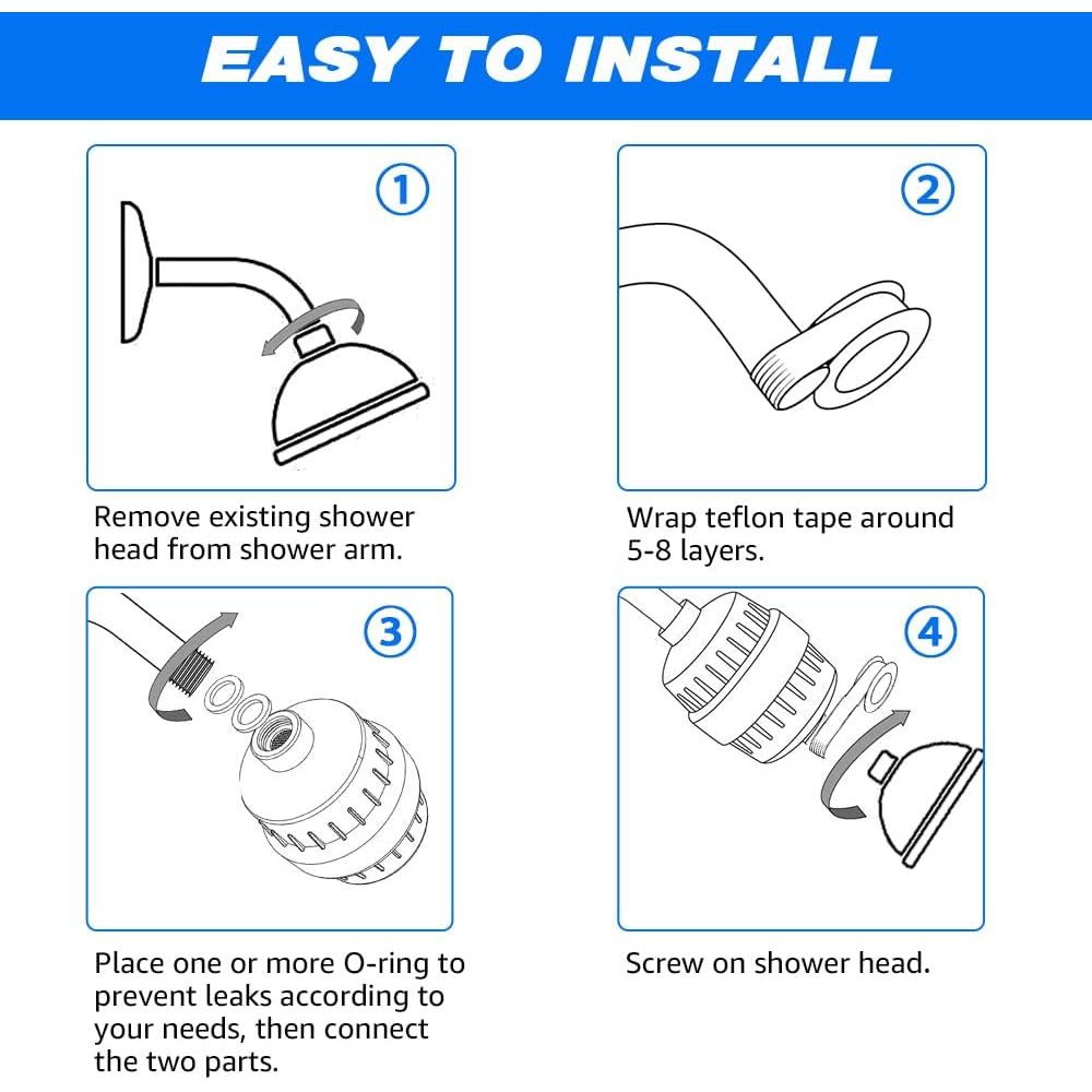 Easy installation guide for premium imported shower head filter, ensuring optimal performance and water quality.