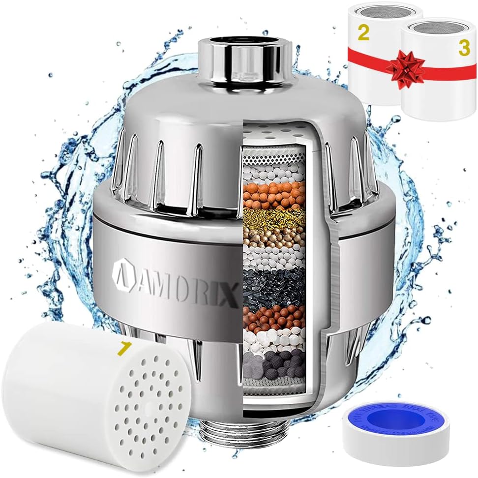 Authentic shower head filter for hard water, showcasing multi-layer filtration. Enjoy cleaner, softer water for your shower.
