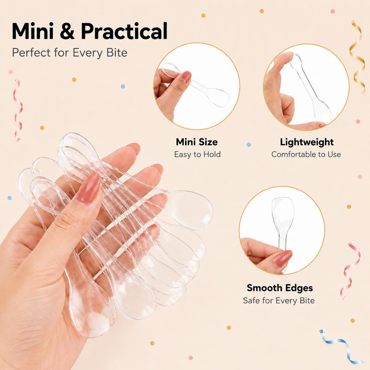Mini spoons for desserts, lightweight and easy to hold, perfect for daily use. Available at Curat Cart.