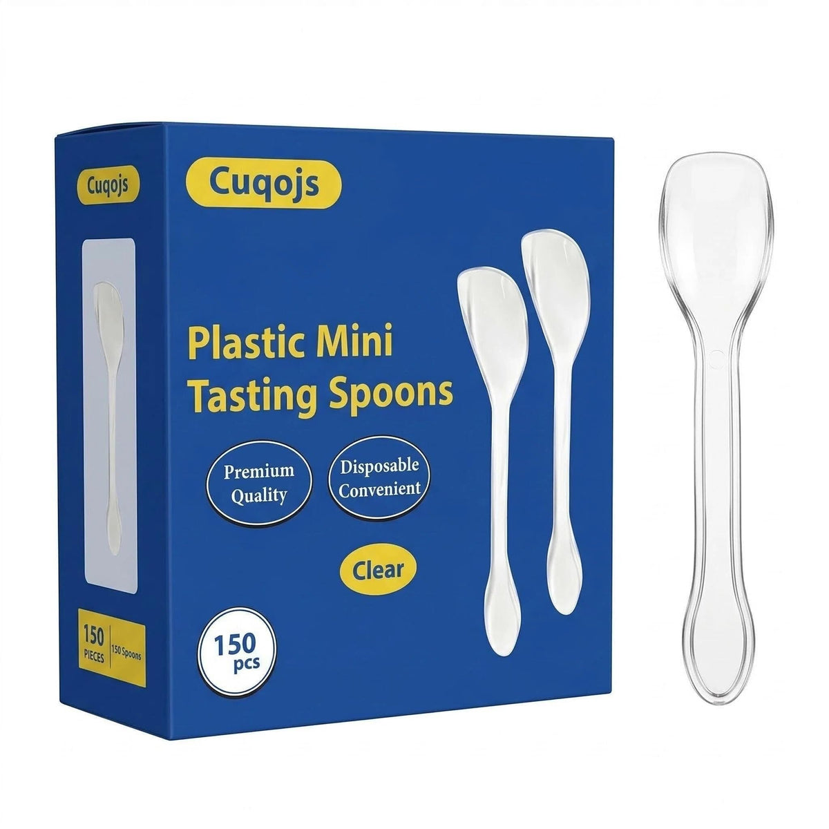 Premium imported mini spoons for desserts, 150 pcs, perfect for tasting. Available at Curat Cart.