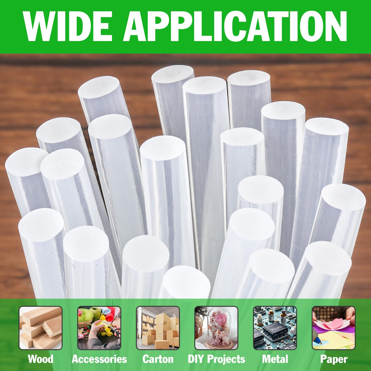 Versatile hot glue sticks for glue guns, ideal for DIY projects, crafts, and repairs. Available at Curat Cart.