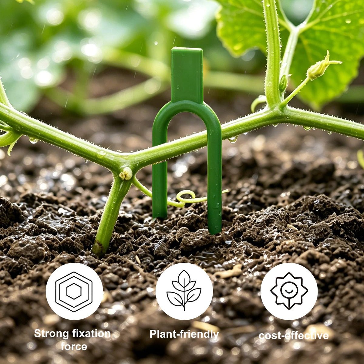 Reusable U-Shaped Garden Pins securely support plants, ideal for gardening enthusiasts. Available at Curat Cart.