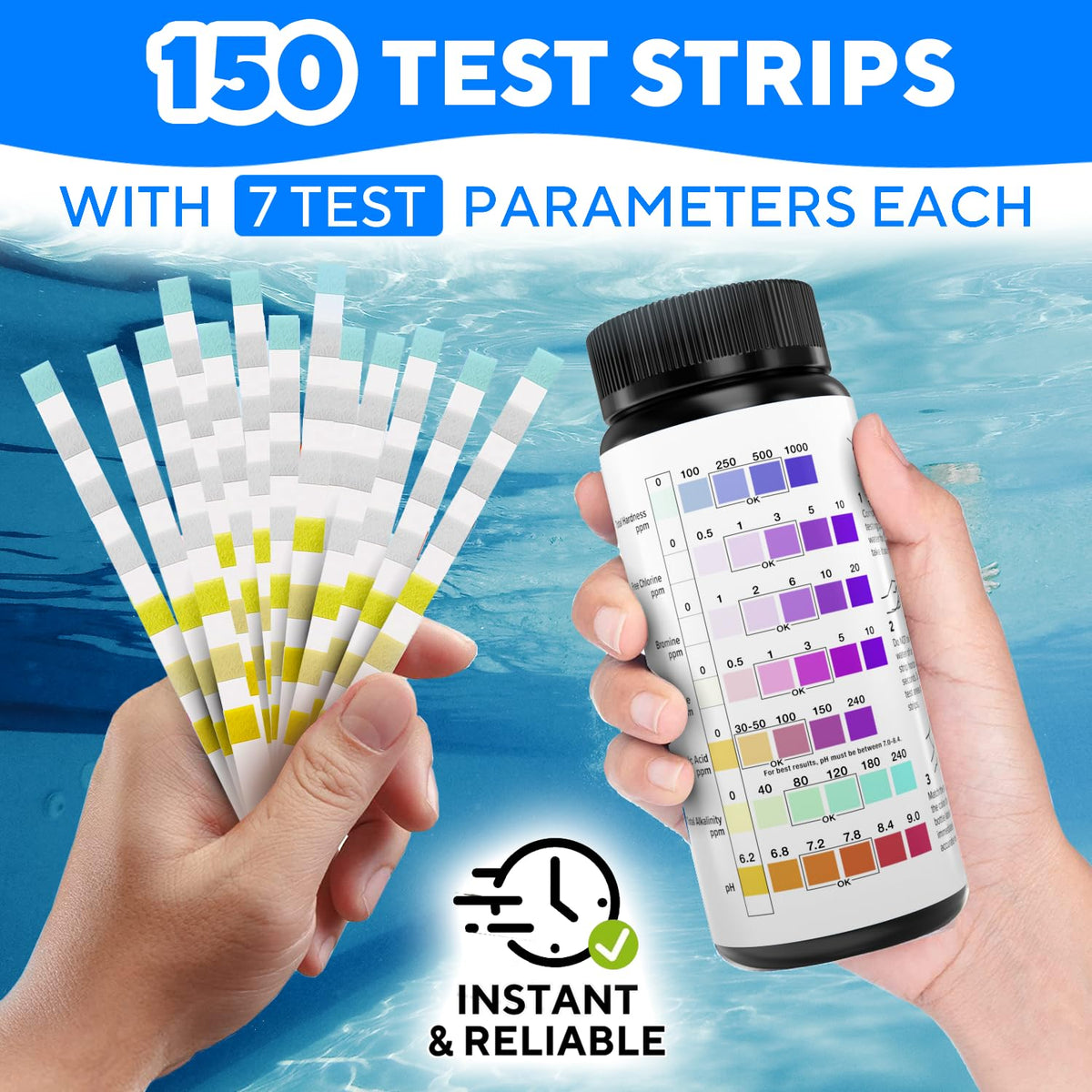 Ensure water quality with 150 pool test strips from Curat Cart, perfect for instant and reliable testing. Upgrade your routine.